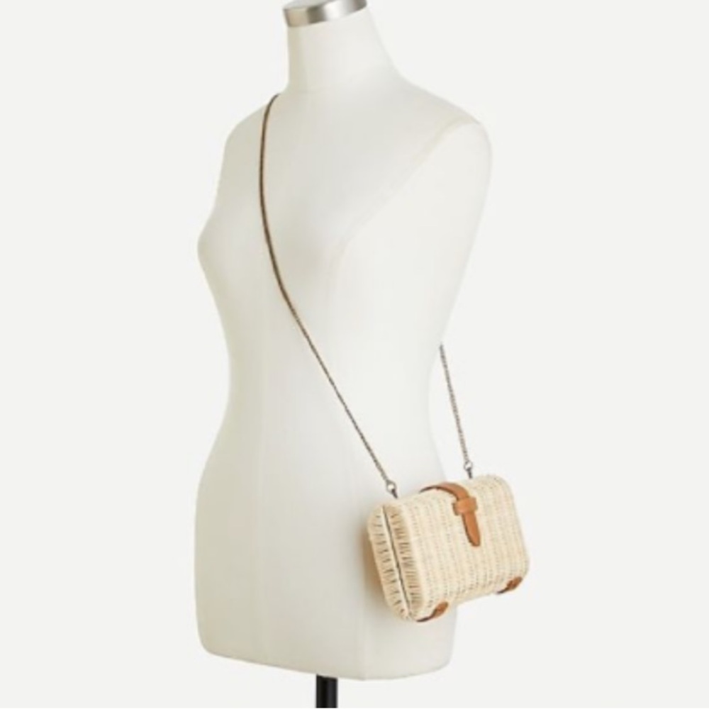 J. Crew Rectangular Rattan Clutch with Chainstrap